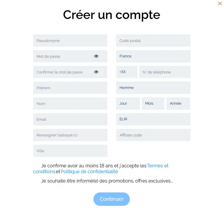 Registration process WINDADDY CASINO